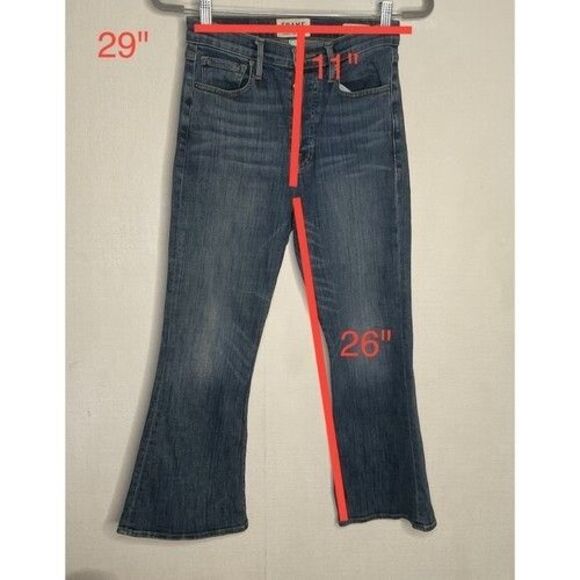 Frame Le Crop Flare Blue Super High Denim Jeans Women Size 26 (Worn 1X) - Picture 6 of 14